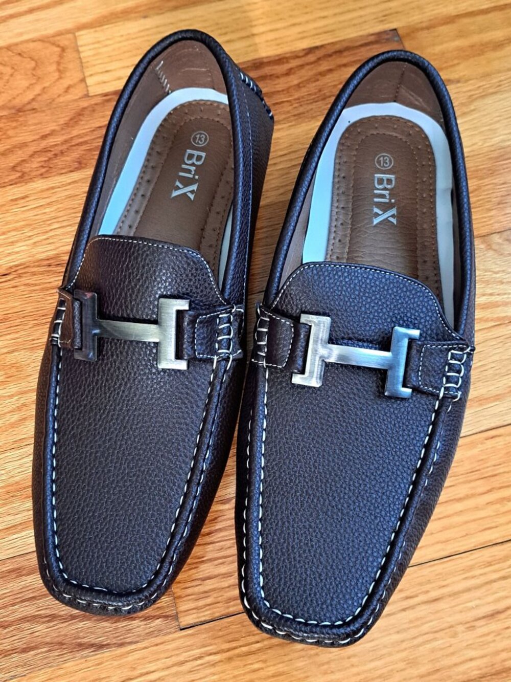 Brown BriX Driving Loafers Men's Size 13 Slip-on Moccasins Faux Leather New